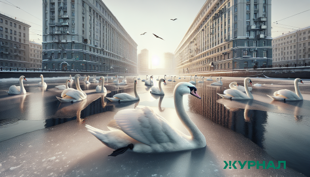 Лебеди застряли во льду в Петровске: жители организовали спасение