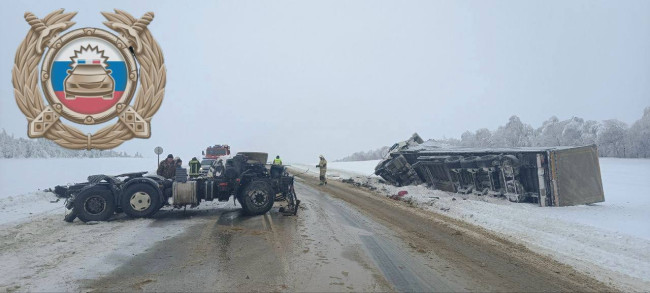 Столкновение КАМАЗа и МАНа в Красноармейском районе: два пострадавших