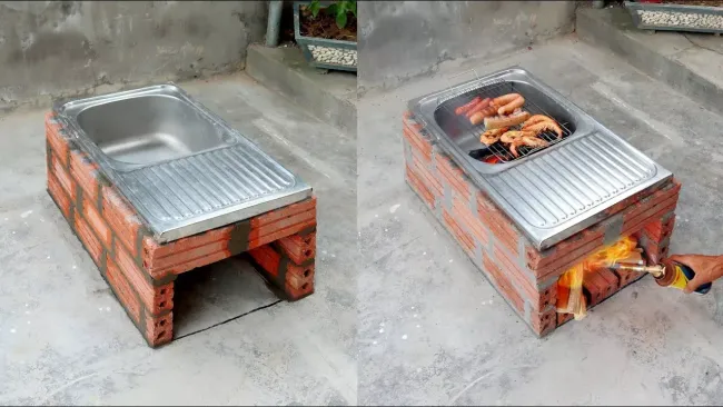 Сделайте печь из старой мойки: готовьте на огне любимые блюда на даче