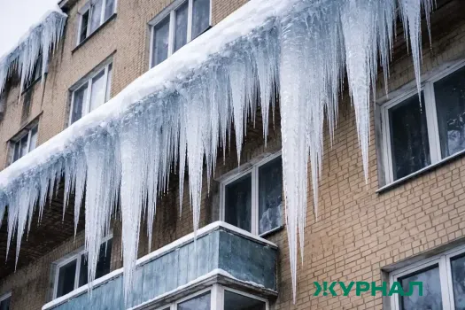 Саратовцам советуют избегать прогулок вдоль зданий из-за наледи и снега