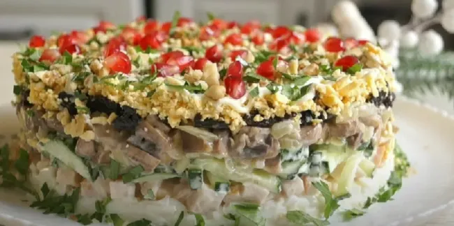 Салат &laquo;Негреско&raquo; с копченой курицей и черносливом: оригинальный рецепт для праздничного стола